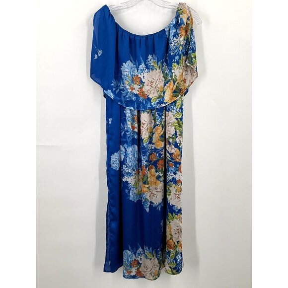 Zara Dress Women S Floral Blooms Off the Shoulder Side Slit Midi Travel Summer - Picture 8 of 15